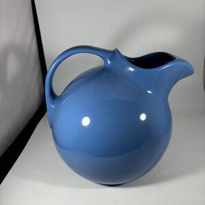 Vintage Hall Ceramic Water Pitcher Tilted‎ Ball Cornflower Blue w/ Ice Lip